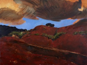 Seul Salagou, huile sur toile, 130x97cm, 2018