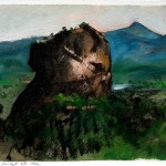 Sigiriya, 3 juillet 25, Abel Pradalié, huile sur papier, 23x15 cm