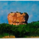 Sigiriya le 4 juillet 25, Abel Pradalié, huile sur papier, 23x15cm